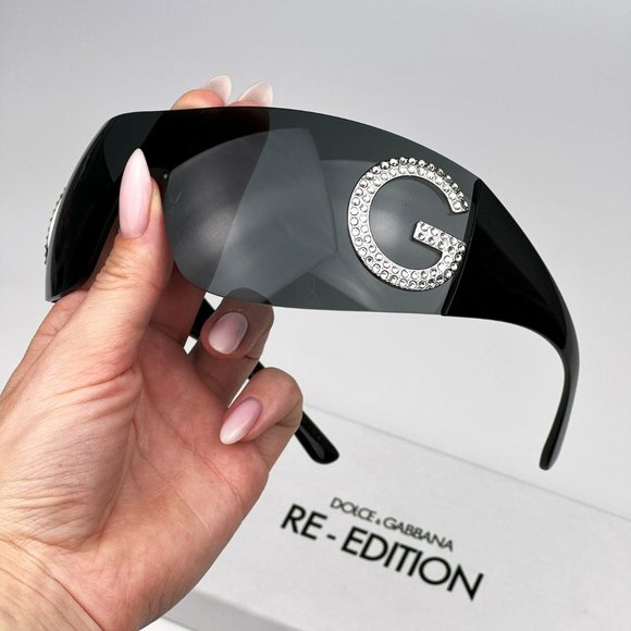 D&G DG2298B 05/87 Sunglasses Black Dark Grey Rimless Pillow Women - Picture 2 of 8